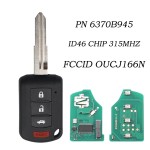 2016-2017 Mitsubishi Outlander Lancer / 4-Button Remote Head Key with Shoulder / PN: 6370B945 / OUCJ166N (AFTERMARKET)